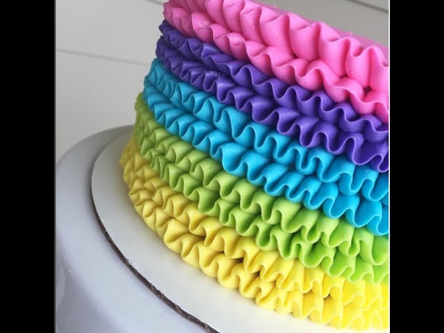 Rainbow Buttercream Ruffle Cake Time Lapse Tutorial