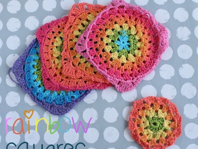 Rainbow circle granny squares tutorial for beginner crocheters