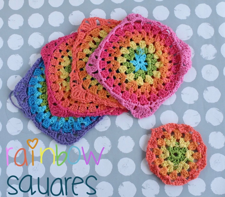 Rainbow circle granny squares tutorial for beginner crocheters