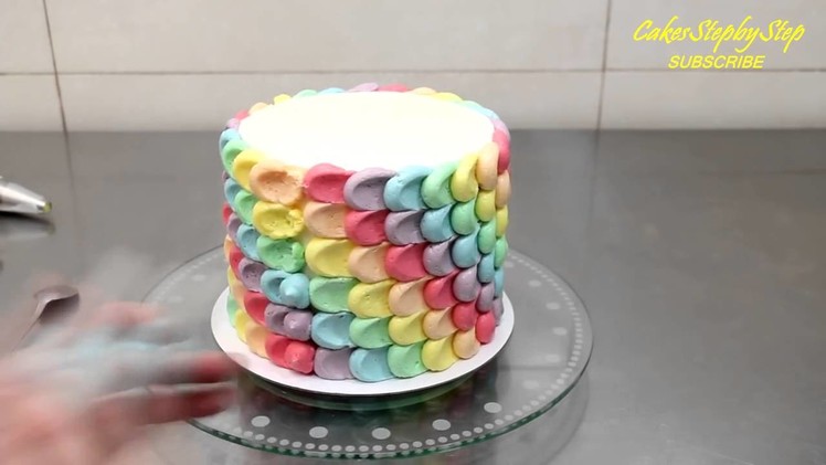 Rainbow Petal Cake   Buttercream cake decorating