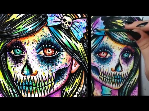 Rainbow Pop Art Skull Girl Speed Painting