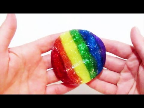 Slime How to make a glitter rainbow circle Shiny Flubber Putty Clay DIY