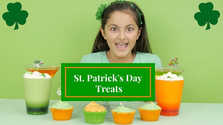 St. Patrick's Day Treats Rainbow Cake, Irish Flag Jello & Cupcakes Irish Leprechaun Food Tasting