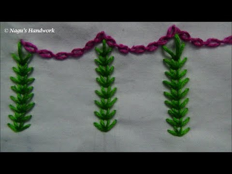 Cable Chain Stitch-Wheatear Stitch-Hand Embroidery Tutorials By Nagu's Handwork