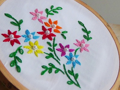 Hand Embroidery: Close Fly Stitch Flowers