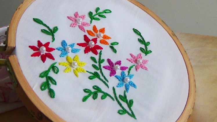 Hand Embroidery: Close Fly Stitch Flowers