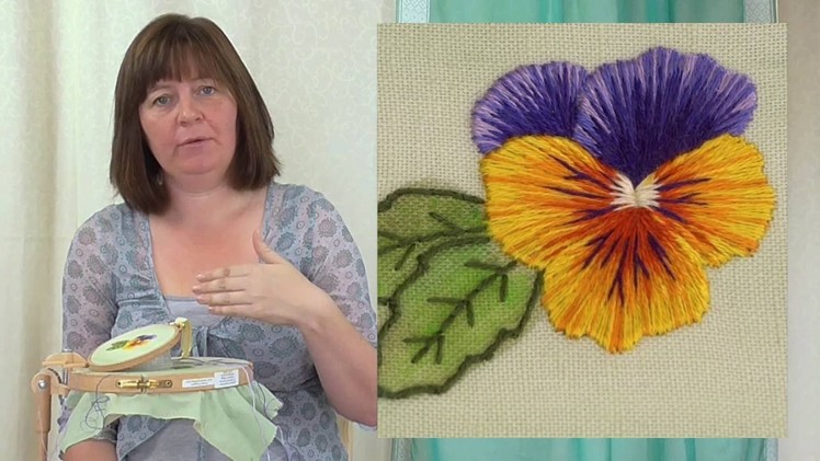 Hand Embroidery - Silk Shading - Long & Short stitch - Pansy Part 1