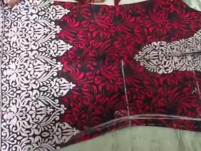 Shalwar dress top cutting with measurements in telugu.