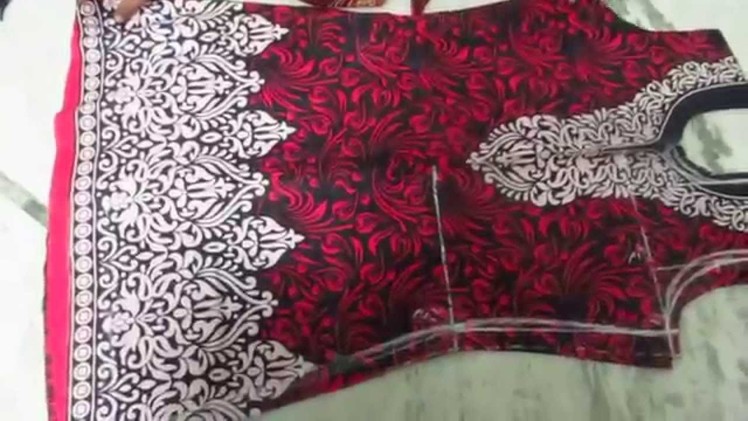 Shalwar dress top cutting with measurements in telugu.