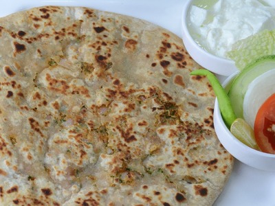 Tasty Onion Paratha - Onion Bread - By Vahchef @ vahrehvah.com