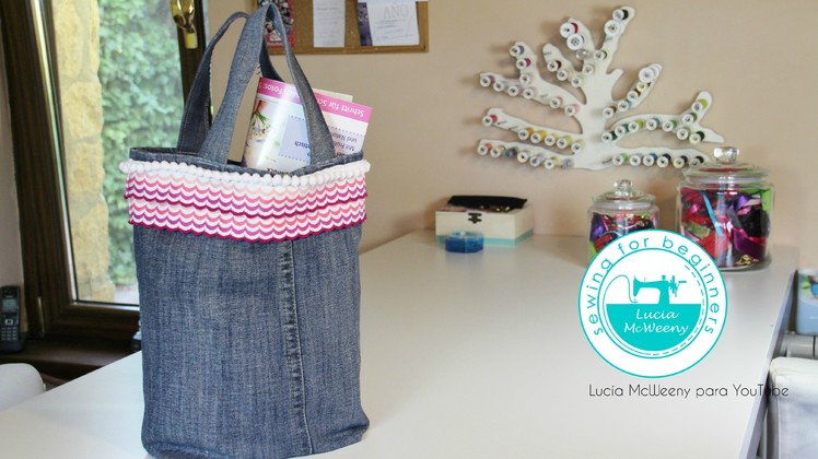 Upcycling denim jeans: tote bag