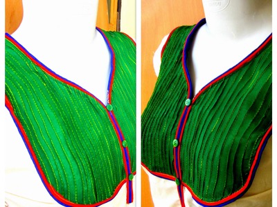 DOUBLE PIPING - PIN TUCK DESIGNER NECKLINE - EASY MAKING
