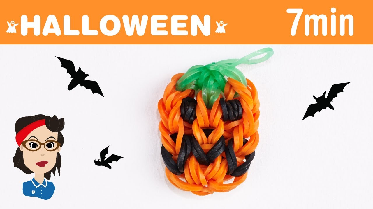 How to make a Halloween Jack-o-lantern pumpkin loom band charm