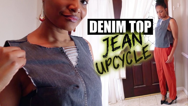 How to Turn Old Jeans to Denim Top | DIY Upcycle | BlueprintDIY