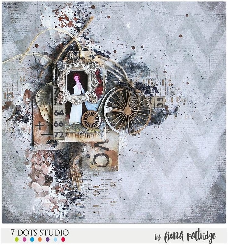 Mixed Media Vintage Style Layout for 7 Dots Studio