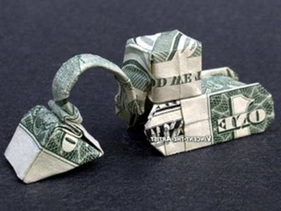 Money Origami Excavator - Dollar Bill Art - 360° view