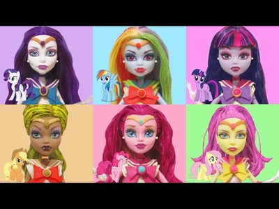 Play Doh  Rainbow Dash Pinkie Pie Applejack Rarity Fluttershy Twilight Sparkle Monster High Dolls