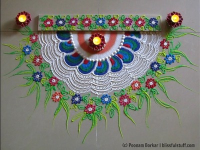 Diwali special - Beautiful and unique semi circle rangoli | Innovative rangoli by Poonam Borkar