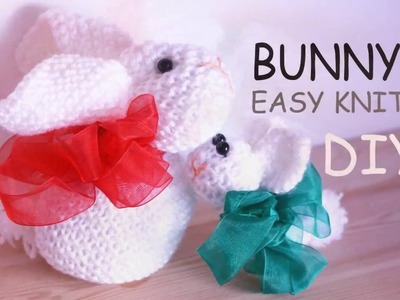 DIY. How to Knit a  BUNNY out of a knitted square