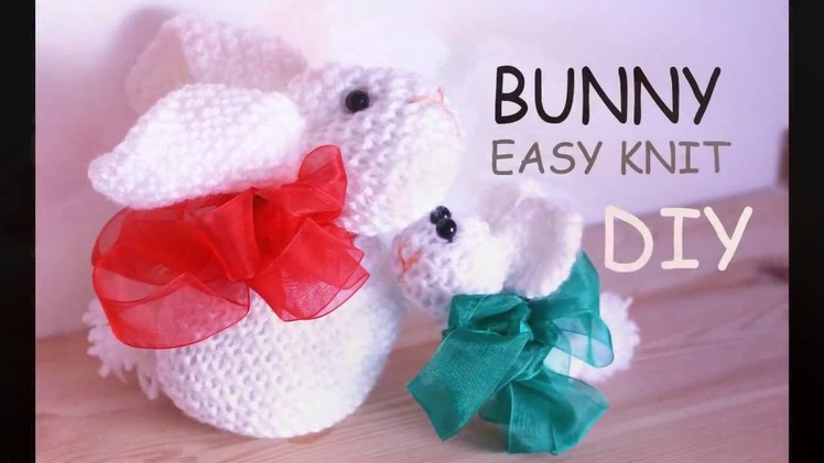 DIY. How to Knit a  BUNNY out of a knitted square