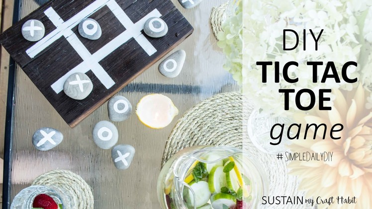 DIY Tic Tac Toe game with Stones and Reclaimed Wood Board