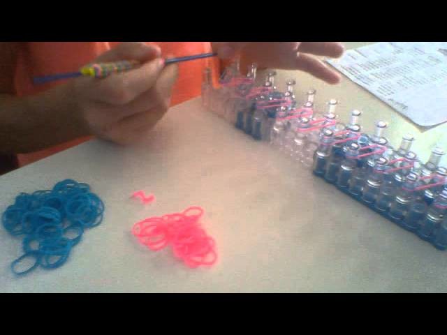 How to make a Cotton candy colored single rainbow loom bracelet