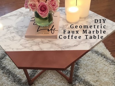 DIY Geometric & Faux Marble  Coffee Table