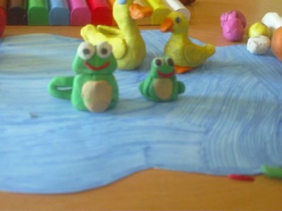 How to make a pond, duck, frog, swan and water lily with clay   handmade toys