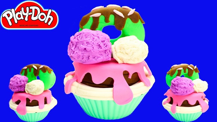 Play Doh How To Make Choc Mint Freakshake Cupcakes ! Chocolate Mint, Buttercream DIY PlayDough!