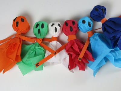 DIY  Little Ghosts Halloween Decorations. Easy Halloween Crafts for Kids.
