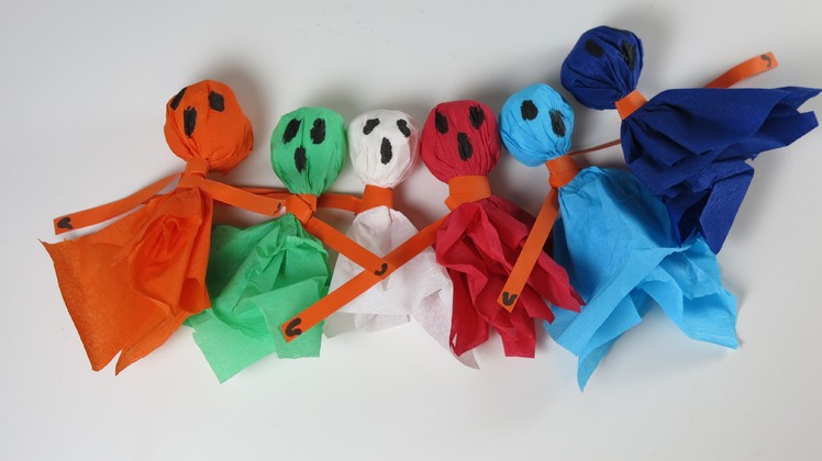 DIY  Little Ghosts Halloween Decorations. Easy Halloween Crafts for Kids.