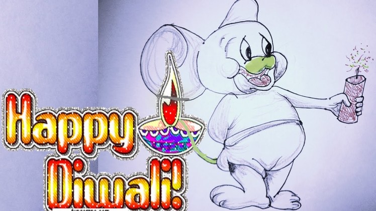 Draw a Diwali Art Drawing | How to Draw Jerry Mouse | Diwali Festival Drawing