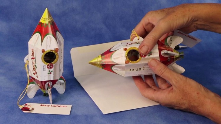 'Santa Space-Xmas Rocketship' Pop-Up Christmas Card Ornament