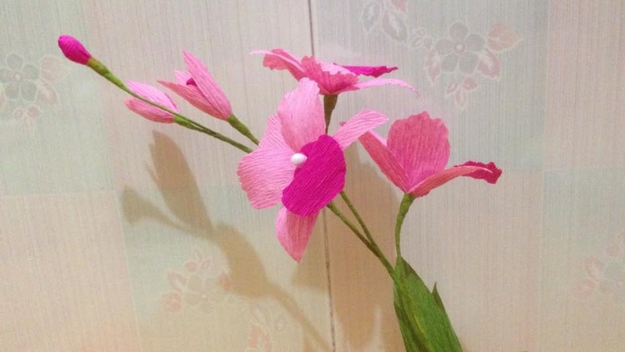Beautiful Orchid Crepe Paper flowers - Flower Making of Crepe Paper ...