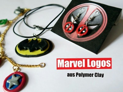 Deadpool earrings , Batman necklace , Marvel logo bracelet ( Marvel - Polymer Clay Tutorial )