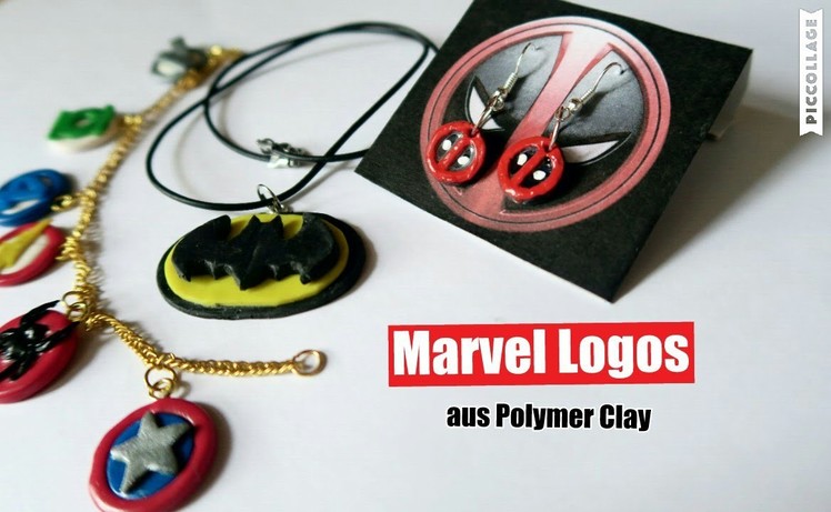 Deadpool earrings , Batman necklace , Marvel logo bracelet ( Marvel - Polymer Clay Tutorial )