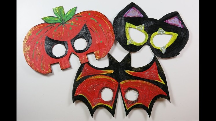 DIY Cute Halloween Masks for Kids. How to Make Masks from Cartons, Bat, Pumpkin,Cat