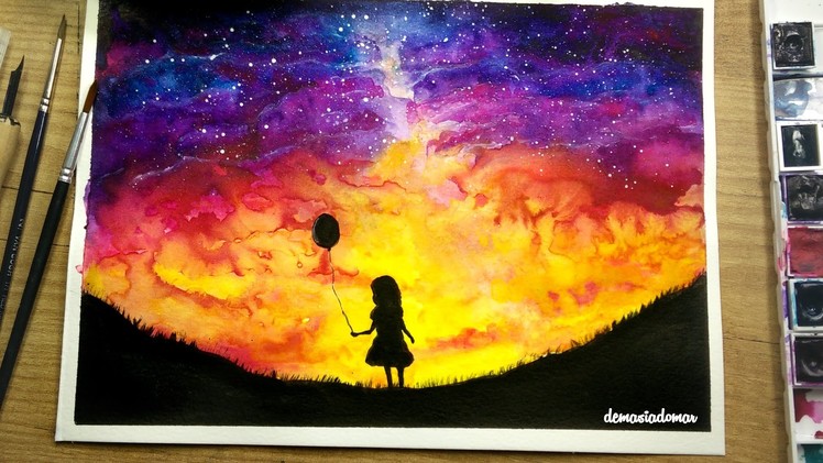 Girl With a Balloon  [Watercolor Speed Painting]