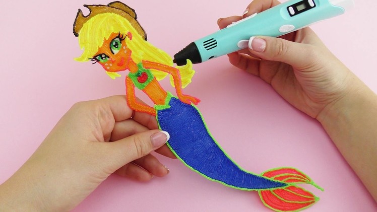 My Little Pony Applejack Mermaid how to draw with 3D PEN! Video for Kids
