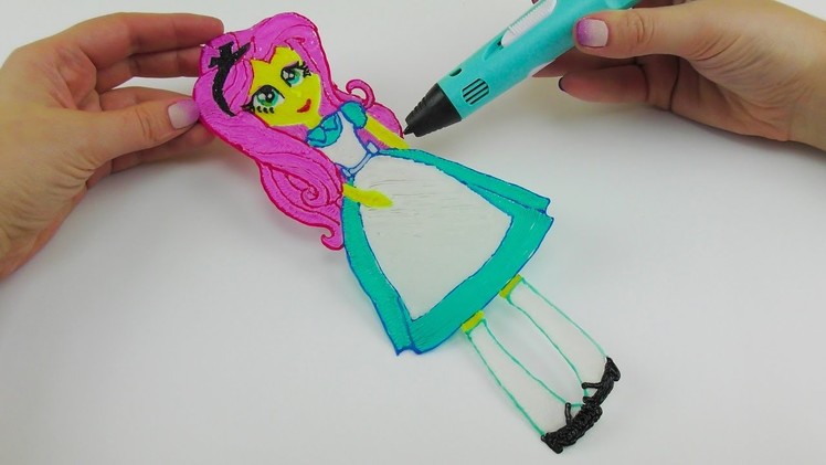 My Little Pony Fluttershy Equestria Girl in Alice in Wonderland Costume with 3D PEN! Video for Kids