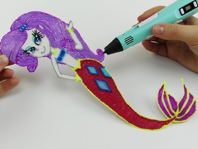 My Little Pony How To Draw Rarity Mermaid Equestria Girl with 3D PEN! Coloring Video for Kids