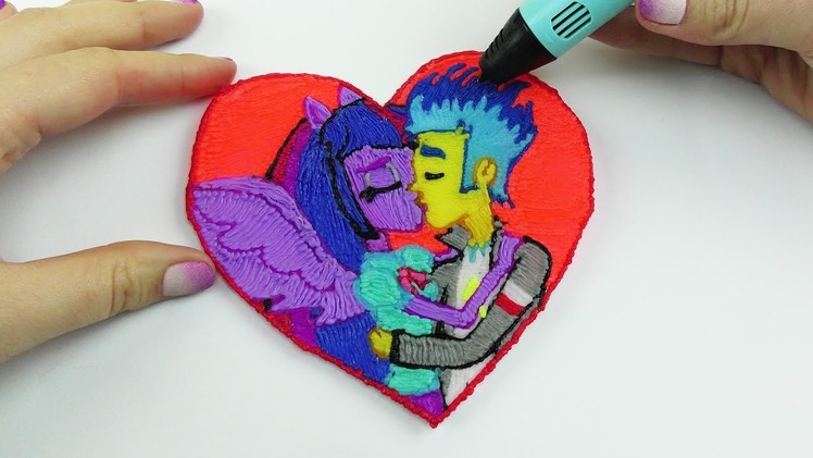 My Little Pony Twilight Sparkle Kissing with Flash Sentry How to Draw witn 3D PEN! Video for Kids