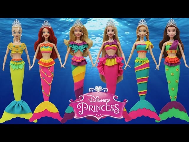 Play Doh Dresses MERMAID "Disney Princess" Elsa Anna Rapunzel Belle Ariel Aurora