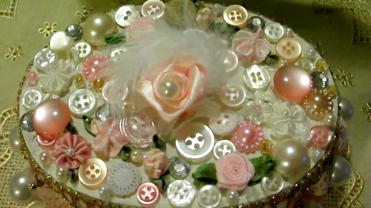 Vintage Shabby Chic "Button Charmed" Altered Paper Mache Box!