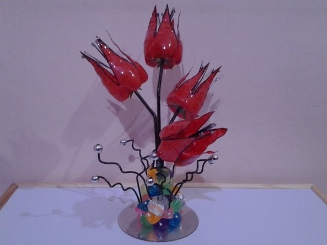 Best Out Of Waste Plastic and CD Flower Showpiece
