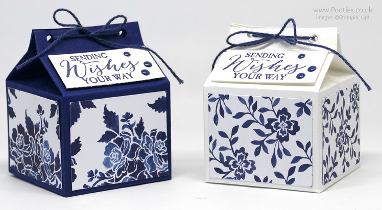 Blue Floral Fat Milk Carton using Stampin' Up! Floral Boutique DSP