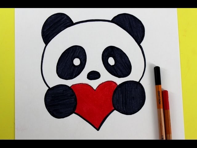 Como Dibujar un panda Kawaii - FACIL | How to Draw a Panda with a Love Heart