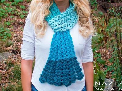 DIY Tutorial - Crochet Mermaid Tail Scarf - Lace Shell Stitch Lacy Scarf Bufanda