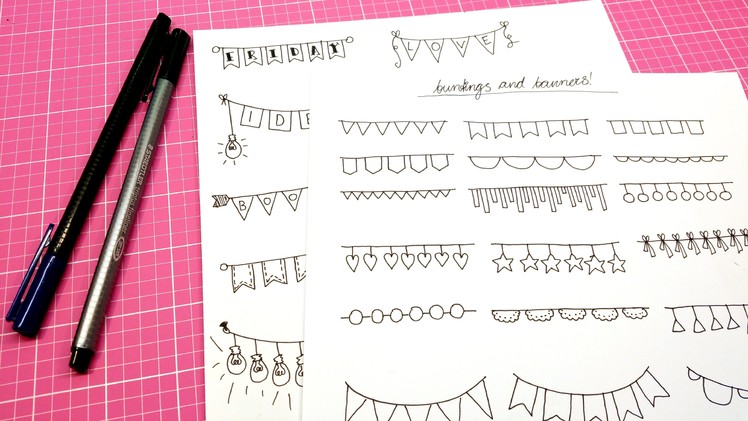 Doodle with Me - Buntings and Garlands. Bullet Journal Elements. Planner Doodles