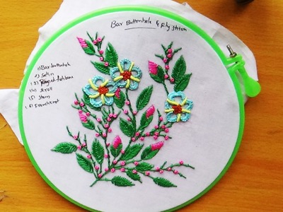 Hand Embroidery  Designs # 104 - Bar buttonhole & Fly stitch Designs